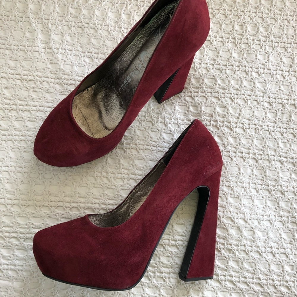 Jeffrey Campbell Eva 2 Suede Platform Pumps 7.5
